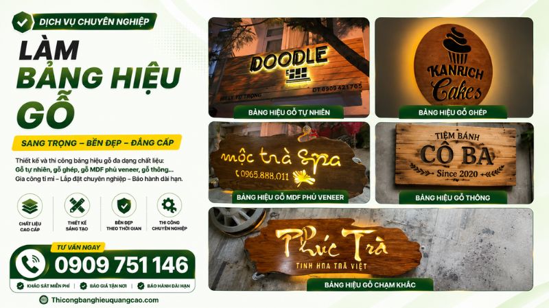 Làm Bảng Hiệu Gỗ Đẹp, Giá Rẻ, Nhỏ Gọn Tại TPHCM