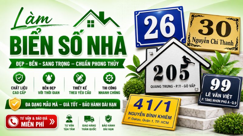 Làm Biển Số Nhà Đẹp, Giá Rẻ, Lấy Ngay Tại TPHCM